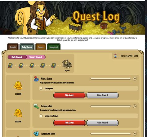 neopets daily quest log.